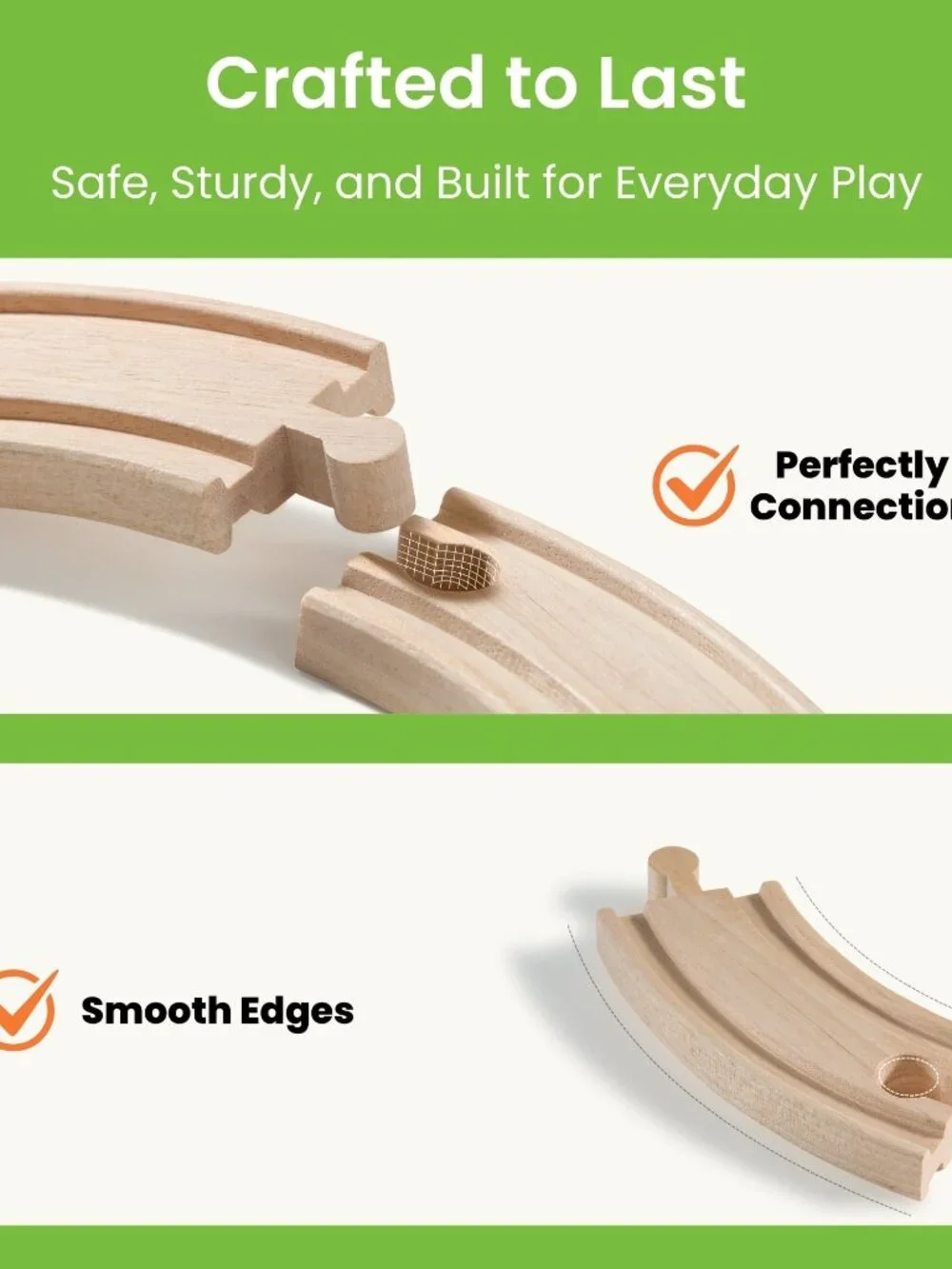 Wooden Train Set for Toddlers, 36 Pcs with Wooden Tracks Expandable, Changeable - Picture 6 of 7